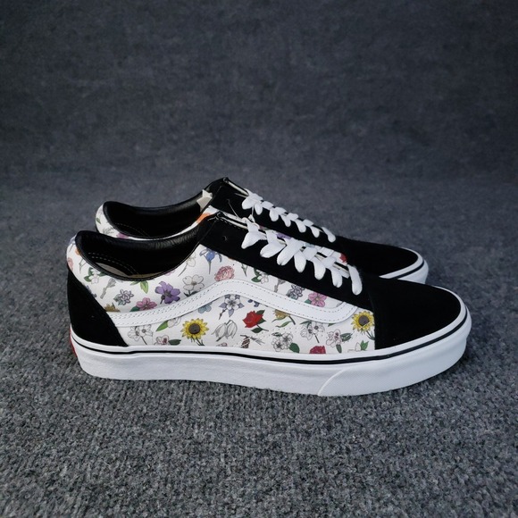 Vans Shoes - Vans Old Skool Shoes Womens Size 11 Black Floral Suede Casual Sneakers Lace Up